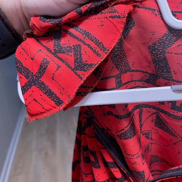 Vintage 80s Red Black Geometric Dress Shoulder Pads Size 8 - Picture 8 of 9